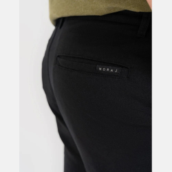 LNIANE SPODENKI męskie, WIĄZANE Z KIESZENIAMI, casual CZARNE MORAJ